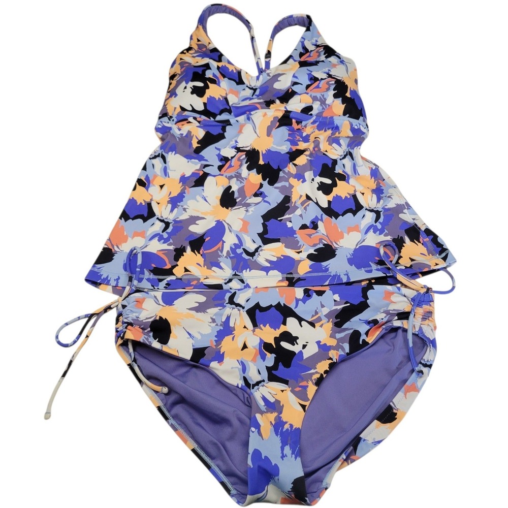 Athleta NWT Triangle Tankini Top D-DD Cup and Cinch Full Bikini Lg(32) Set 
C74